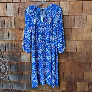 NWT Talbots Blue Floating Floral Fit & Flare Dress in Women's X-Large Petite